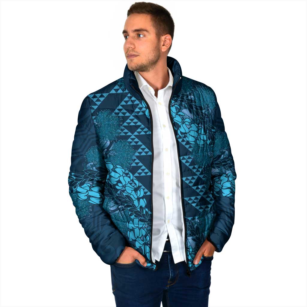 Naval Night Aloha Hawaii Padded Jacket Hawaiian Kakau Ohia Lehua Lei - Polynesian Pride