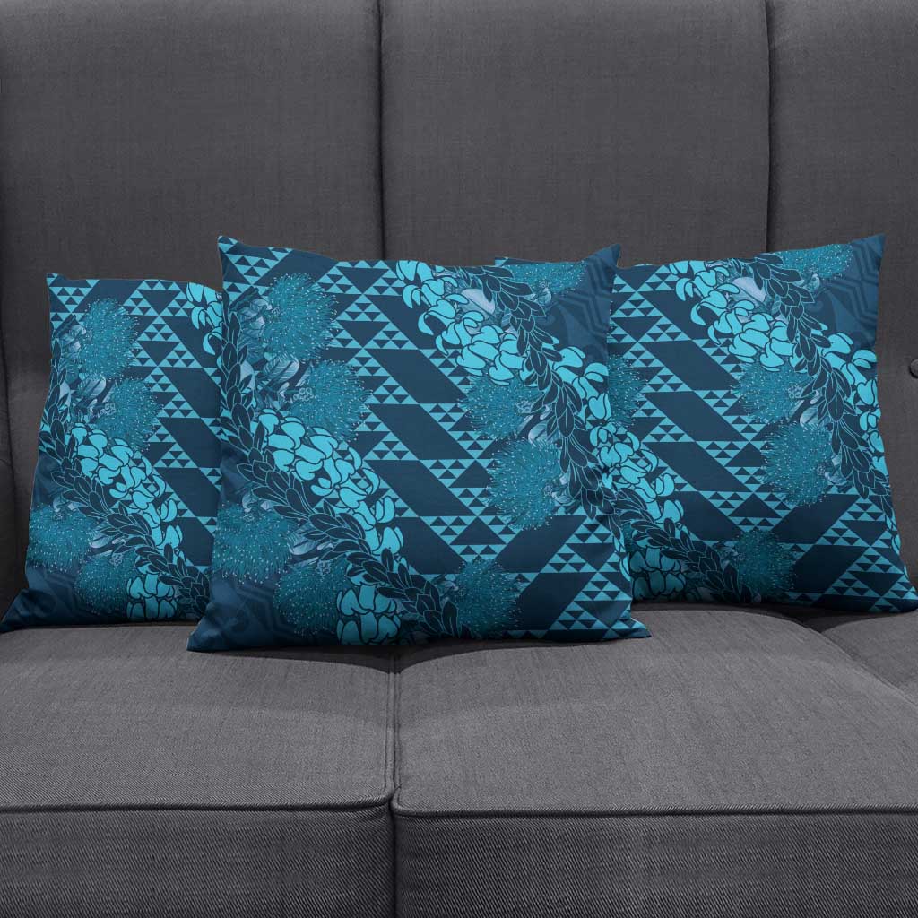 Naval Night Aloha Hawaii Pillow Cover Hawaiian Kakau Ohia Lehua Lei - Polynesian Pride