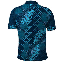 Naval Night Aloha Hawaii Polo Shirt Hawaiian Kakau Ohia Lehua Lei - Polynesian Pride
