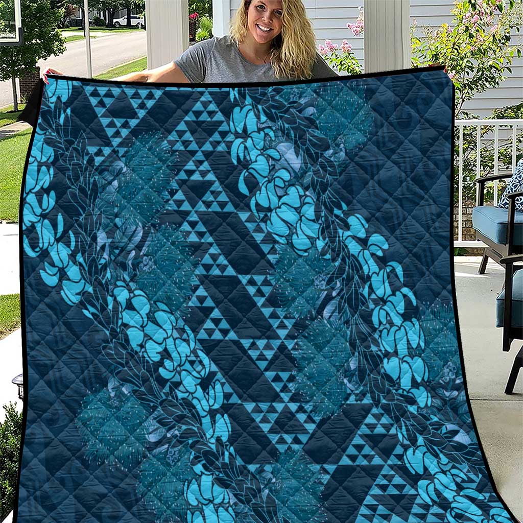 Naval Night Aloha Hawaii Quilt Hawaiian Kakau Ohia Lehua Lei - Polynesian Pride