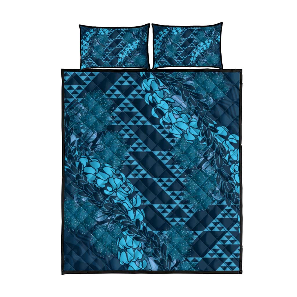 Naval Night Aloha Hawaii Quilt Bed Set Hawaiian Kakau Ohia Lehua Lei - Polynesian Pride
