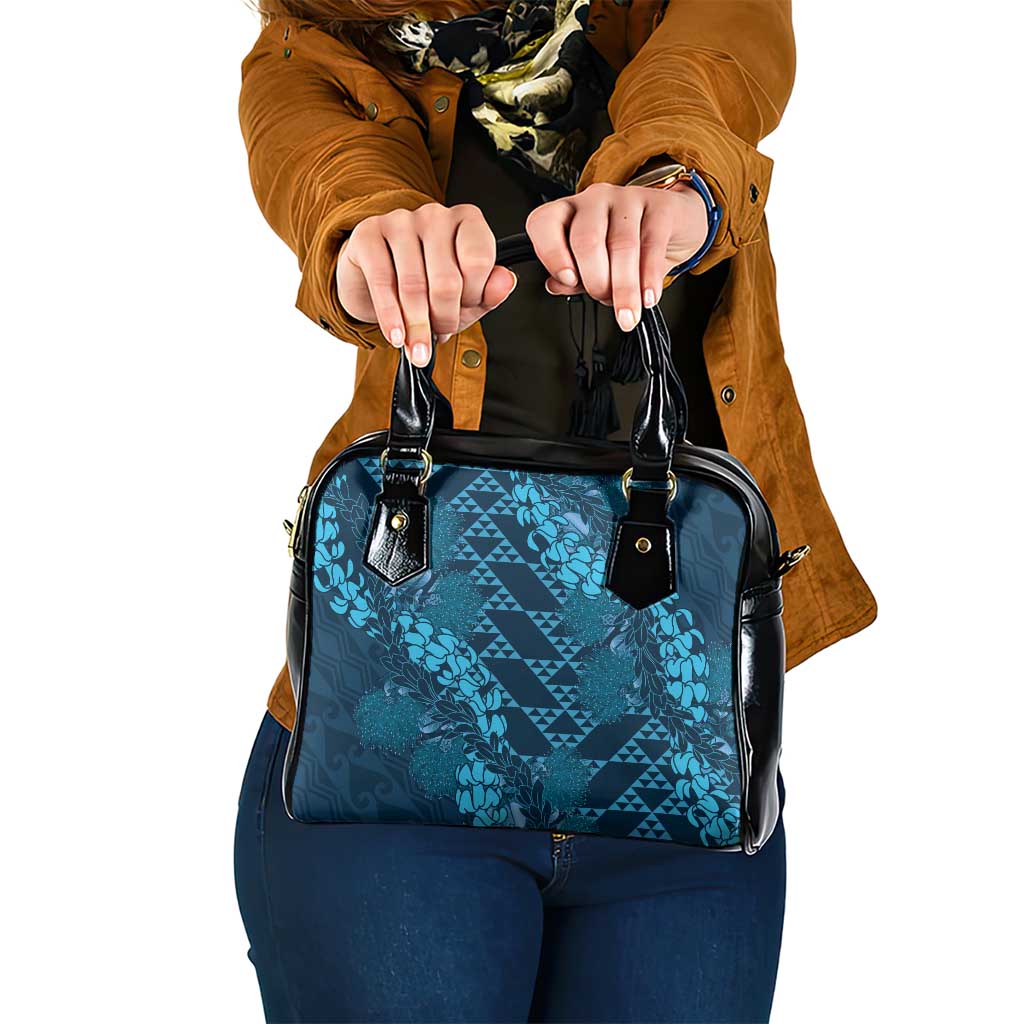 Naval Night Aloha Hawaii Shoulder Handbag Hawaiian Kakau Ohia Lehua Lei LT14 One Size Blue - Polynesian Pride