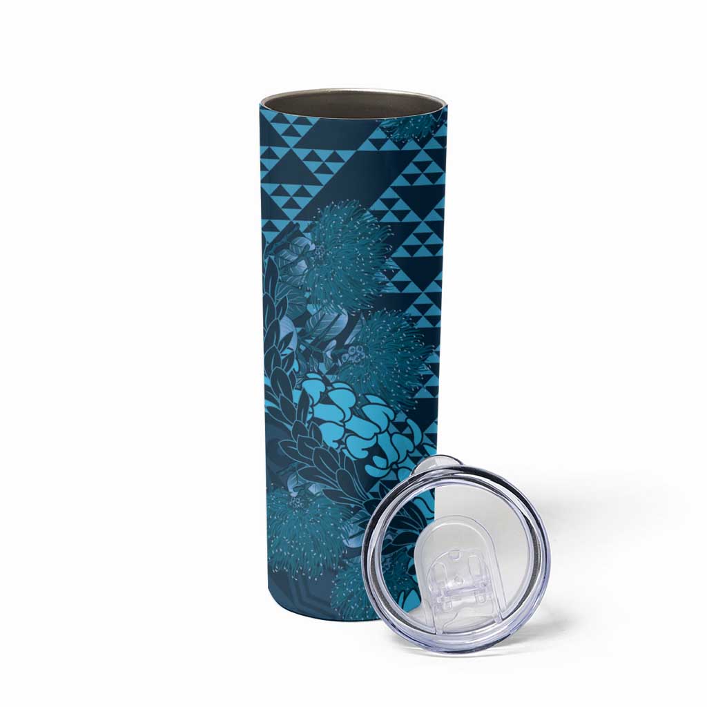 Naval Night Aloha Hawaii Skinny Tumbler Hawaiian Kakau Ohia Lehua Lei - Polynesian Pride