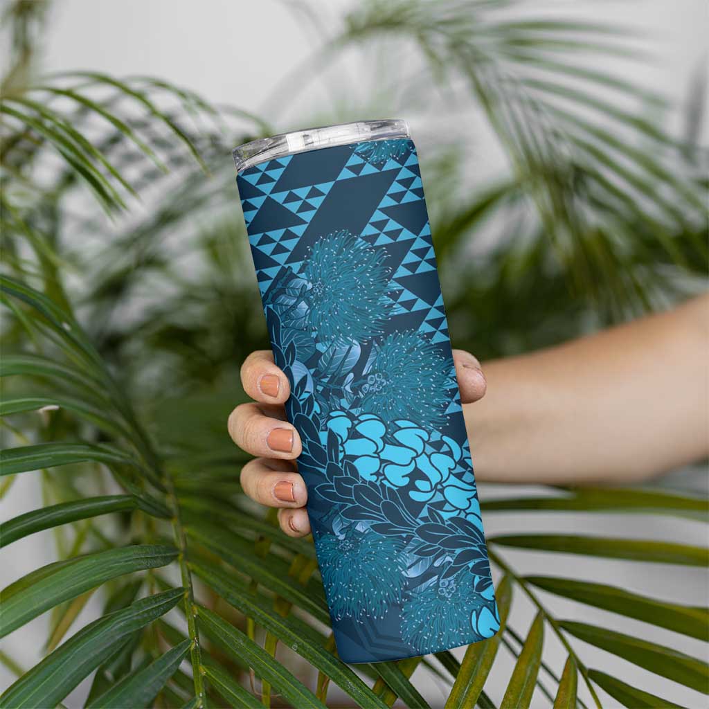 Naval Night Aloha Hawaii Skinny Tumbler Hawaiian Kakau Ohia Lehua Lei - Polynesian Pride