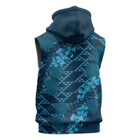 Naval Night Aloha Hawaii Sleeveless Hoodie Hawaiian Kakau Ohia Lehua Lei - Polynesian Pride