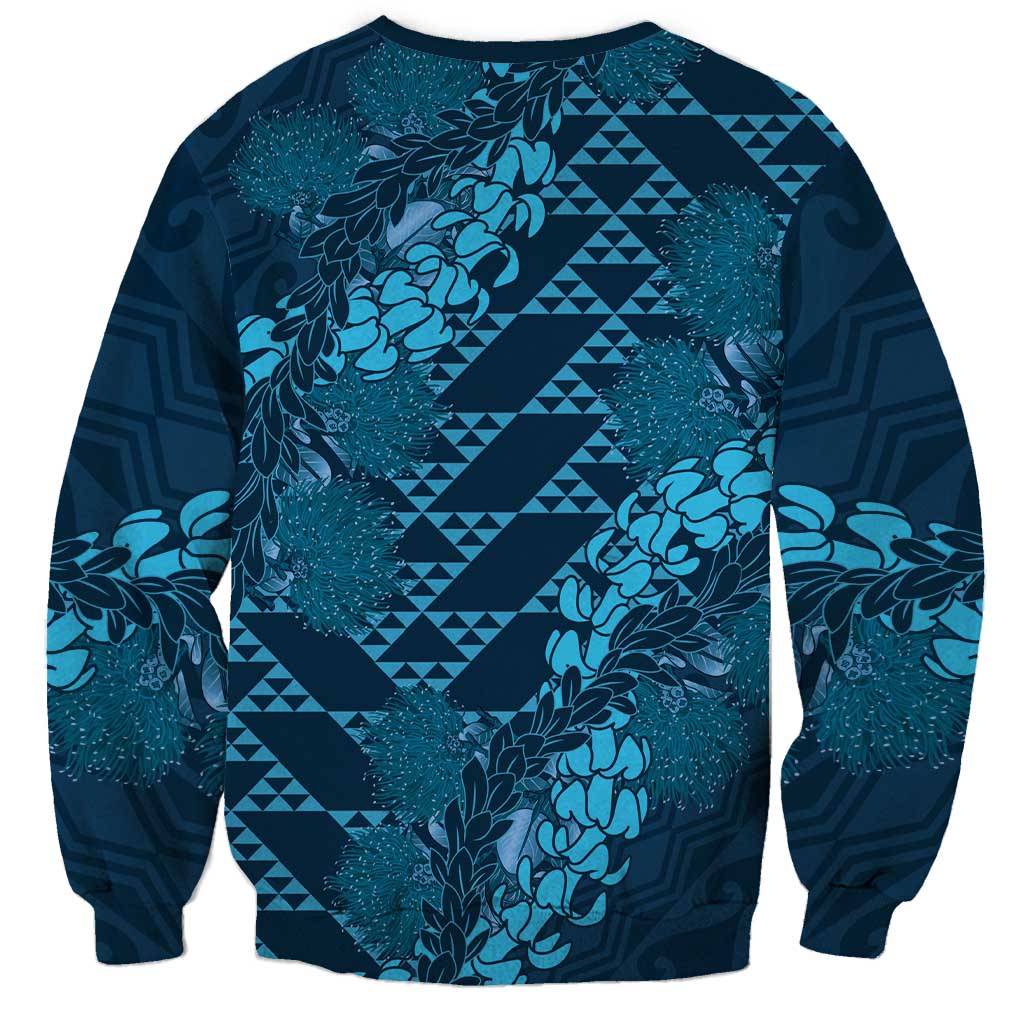 Naval Night Aloha Hawaii Sweatshirt Hawaiian Kakau Ohia Lehua Lei - Polynesian Pride