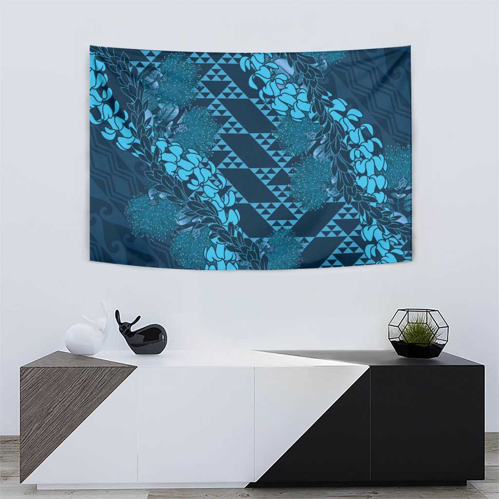 Naval Night Aloha Hawaii Tapestry Hawaiian Kakau Ohia Lehua Lei - Polynesian Pride