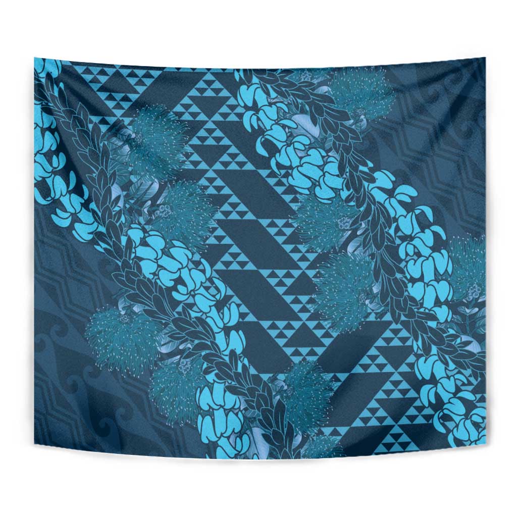 Naval Night Aloha Hawaii Tapestry Hawaiian Kakau Ohia Lehua Lei - Polynesian Pride