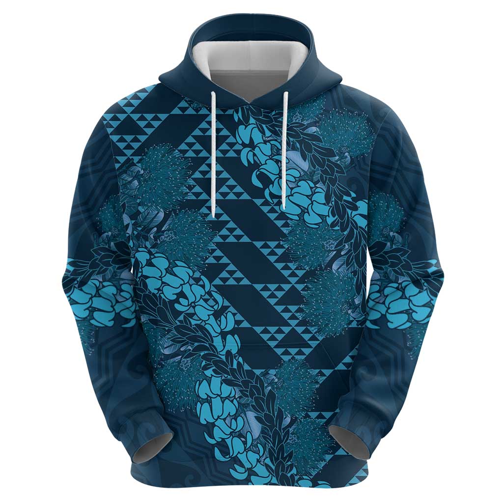 Naval Night Aloha Hawaii Zip Hoodie Hawaiian Kakau Ohia Lehua Lei - Polynesian Pride