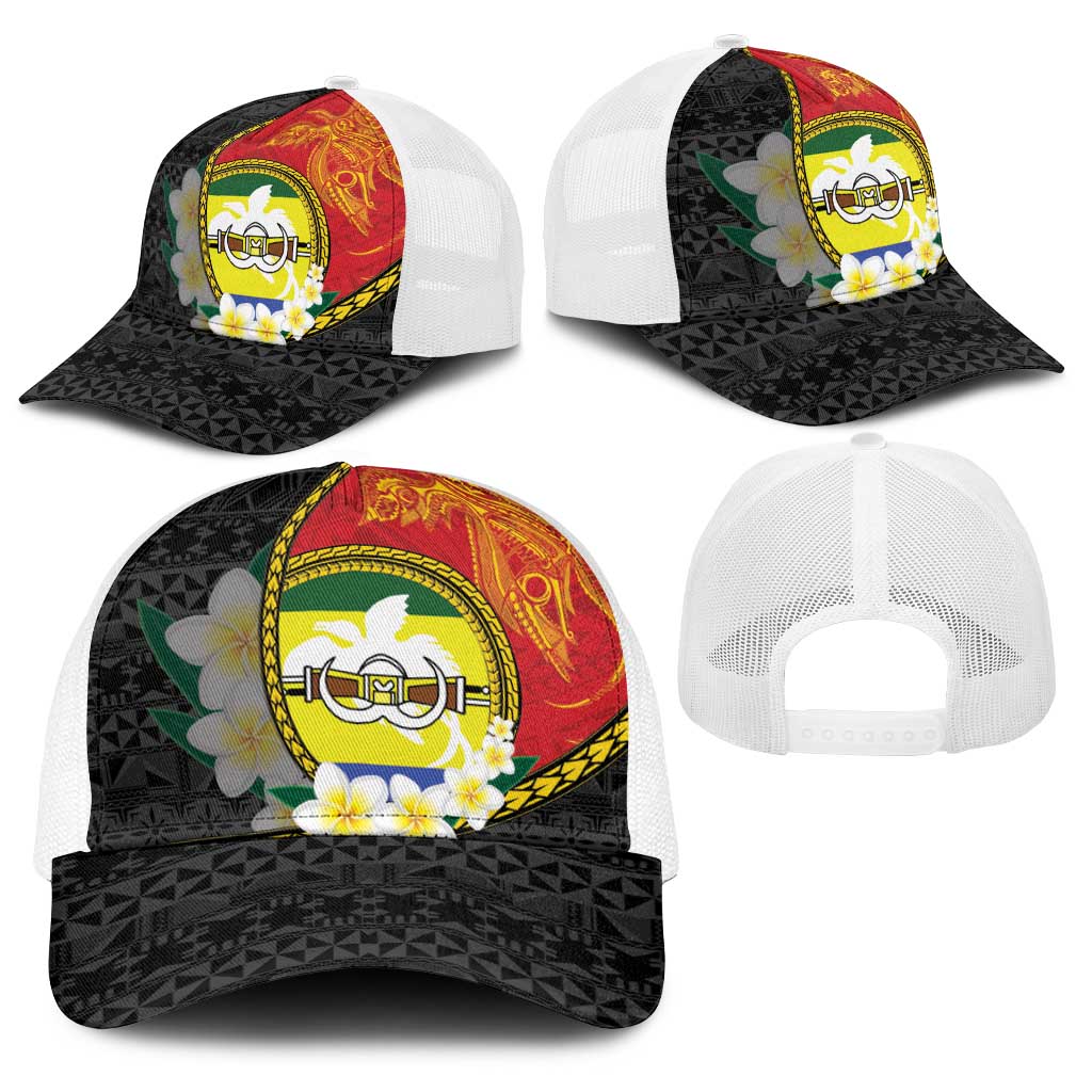 PNG Morobe Provins Baseball Net Cap Papua New Guinea Plumeria Melanesian Pattern - Polynesian Pride
