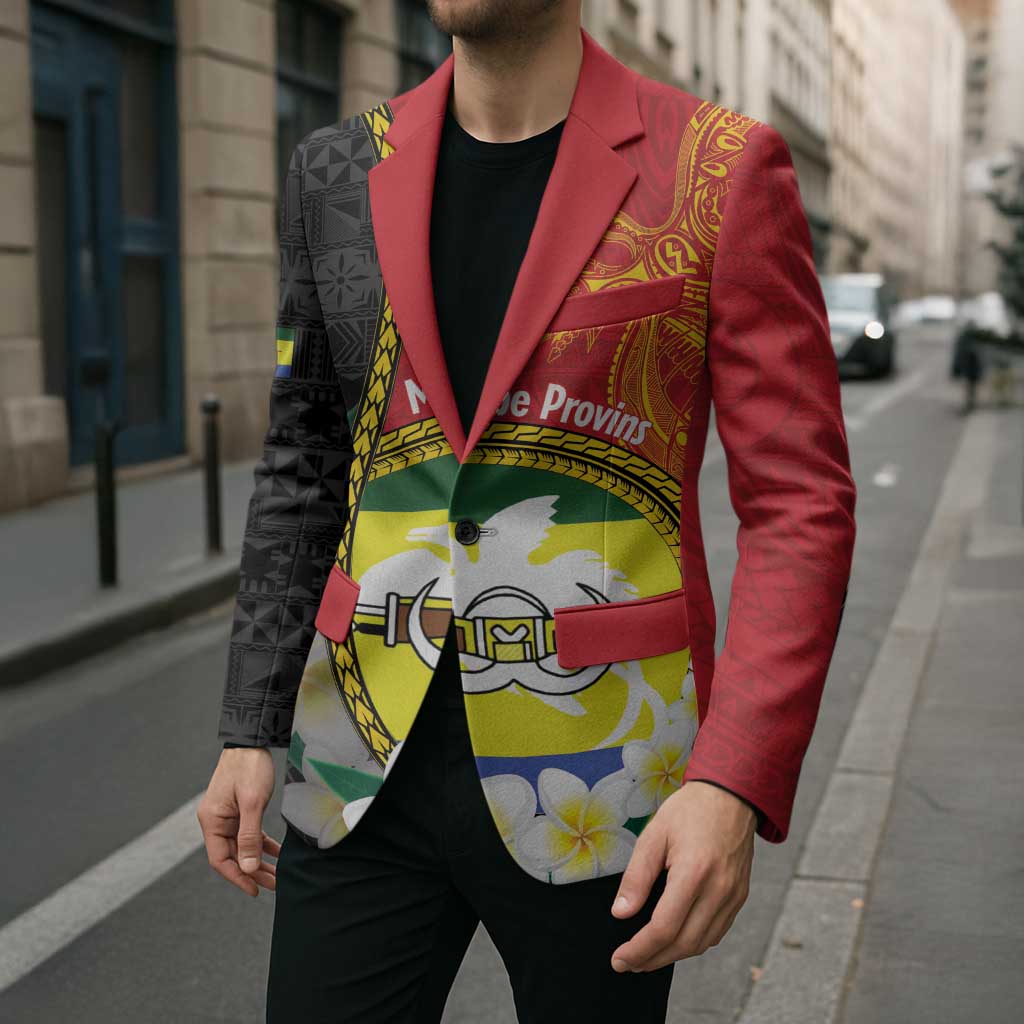 Personalised PNG Morobe Provins Blazer Papua New Guinea Plumeria Melanesian Pattern - Polynesian Pride