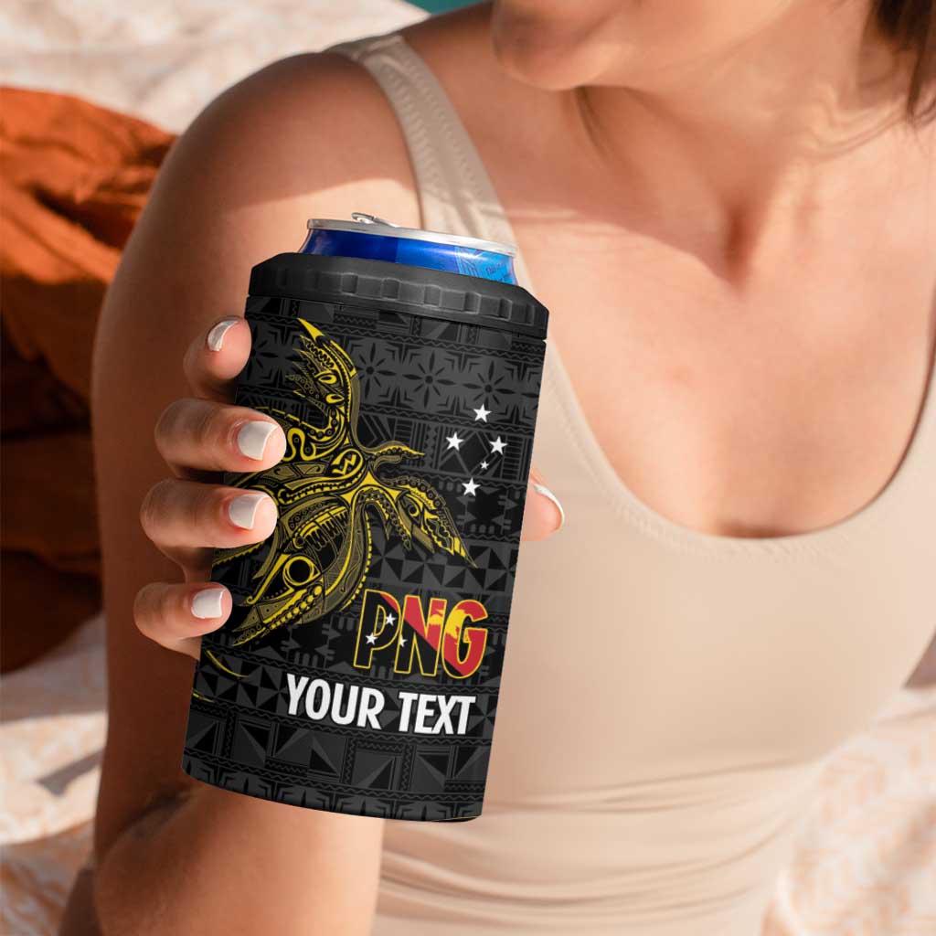 Personalised PNG Morobe Provins 4 in 1 Can Cooler Tumbler Papua New Guinea Plumeria Melanesian Pattern - Polynesian Pride
