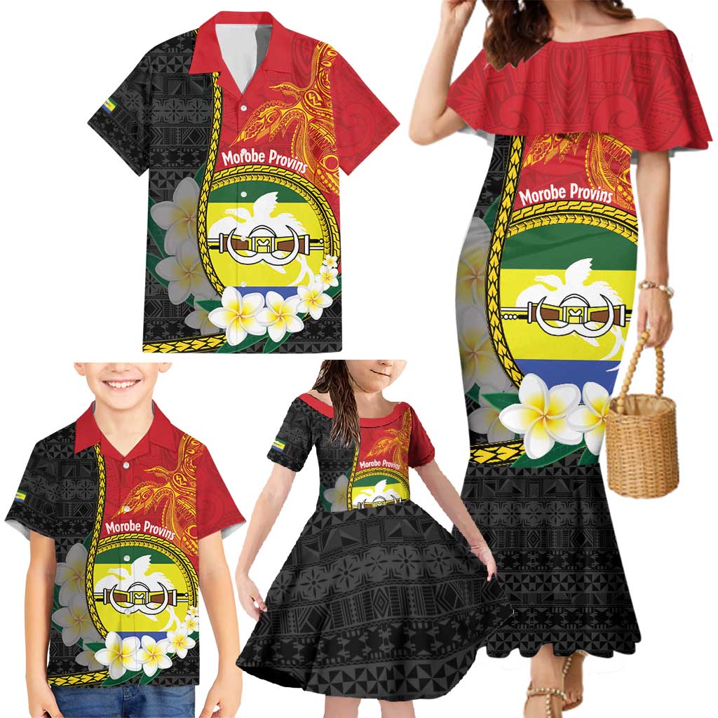 Personalised PNG Morobe Provins Family Matching Mermaid Dress and Hawaiian Shirt Papua New Guinea Plumeria Melanesian Pattern LT14 - Polynesian Pride