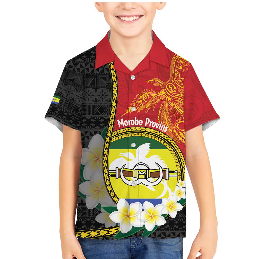 Personalised PNG Morobe Provins Family Matching Mermaid Dress and Hawaiian Shirt Papua New Guinea Plumeria Melanesian Pattern LT14 Son's Shirt Red - Polynesian Pride