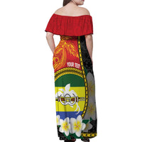 Personalised PNG Morobe Provins Family Matching Off Shoulder Maxi Dress and Hawaiian Shirt Papua New Guinea Plumeria Melanesian Pattern LT14 - Polynesian Pride