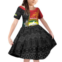 Personalised PNG Morobe Provins Family Matching Off Shoulder Short Dress and Hawaiian Shirt Papua New Guinea Plumeria Melanesian Pattern LT14 Daughter's Dress Red - Polynesian Pride