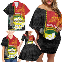 Personalised PNG Morobe Provins Family Matching Off Shoulder Short Dress and Hawaiian Shirt Papua New Guinea Plumeria Melanesian Pattern LT14 - Polynesian Pride