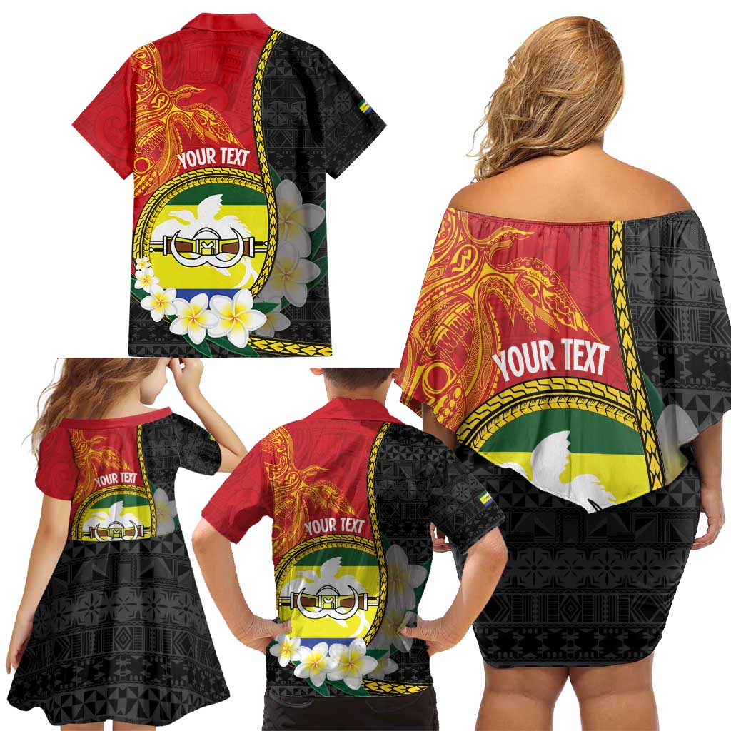 Personalised PNG Morobe Provins Family Matching Off Shoulder Short Dress and Hawaiian Shirt Papua New Guinea Plumeria Melanesian Pattern LT14 - Polynesian Pride