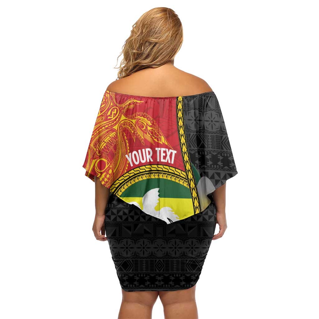 Personalised PNG Morobe Provins Family Matching Off Shoulder Short Dress and Hawaiian Shirt Papua New Guinea Plumeria Melanesian Pattern LT14 - Polynesian Pride
