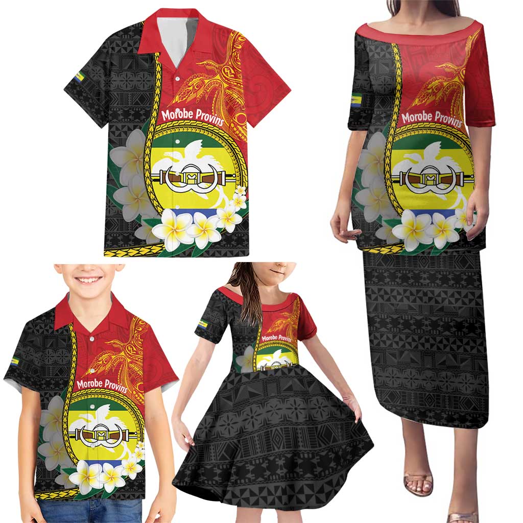 Personalised PNG Morobe Provins Family Matching Puletasi and Hawaiian Shirt Papua New Guinea Plumeria Melanesian Pattern LT14 - Polynesian Pride