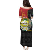 Personalised PNG Morobe Provins Family Matching Puletasi and Hawaiian Shirt Papua New Guinea Plumeria Melanesian Pattern LT14 - Polynesian Pride