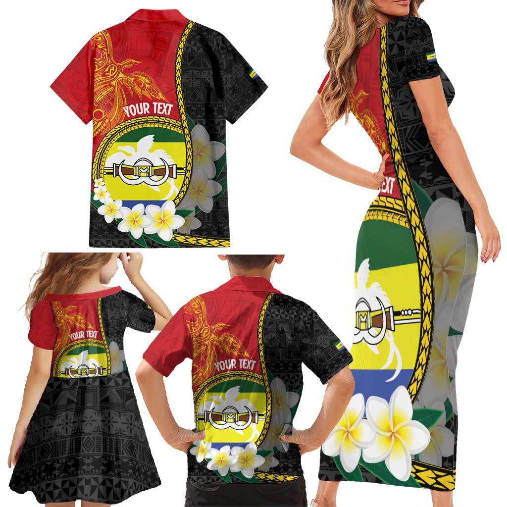 Personalised PNG Morobe Provins Family Matching Short Sleeve Bodycon Dress and Hawaiian Shirt Papua New Guinea Plumeria Melanesian Pattern LT14 - Polynesian Pride