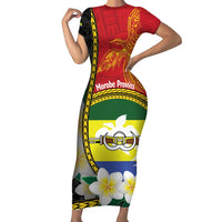 Personalised PNG Morobe Provins Family Matching Short Sleeve Bodycon Dress and Hawaiian Shirt Papua New Guinea Plumeria Melanesian Pattern LT14 Mom's Dress Red - Polynesian Pride