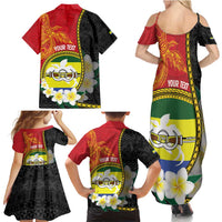Personalised PNG Morobe Provins Family Matching Summer Maxi Dress and Hawaiian Shirt Papua New Guinea Plumeria Melanesian Pattern LT14 - Polynesian Pride
