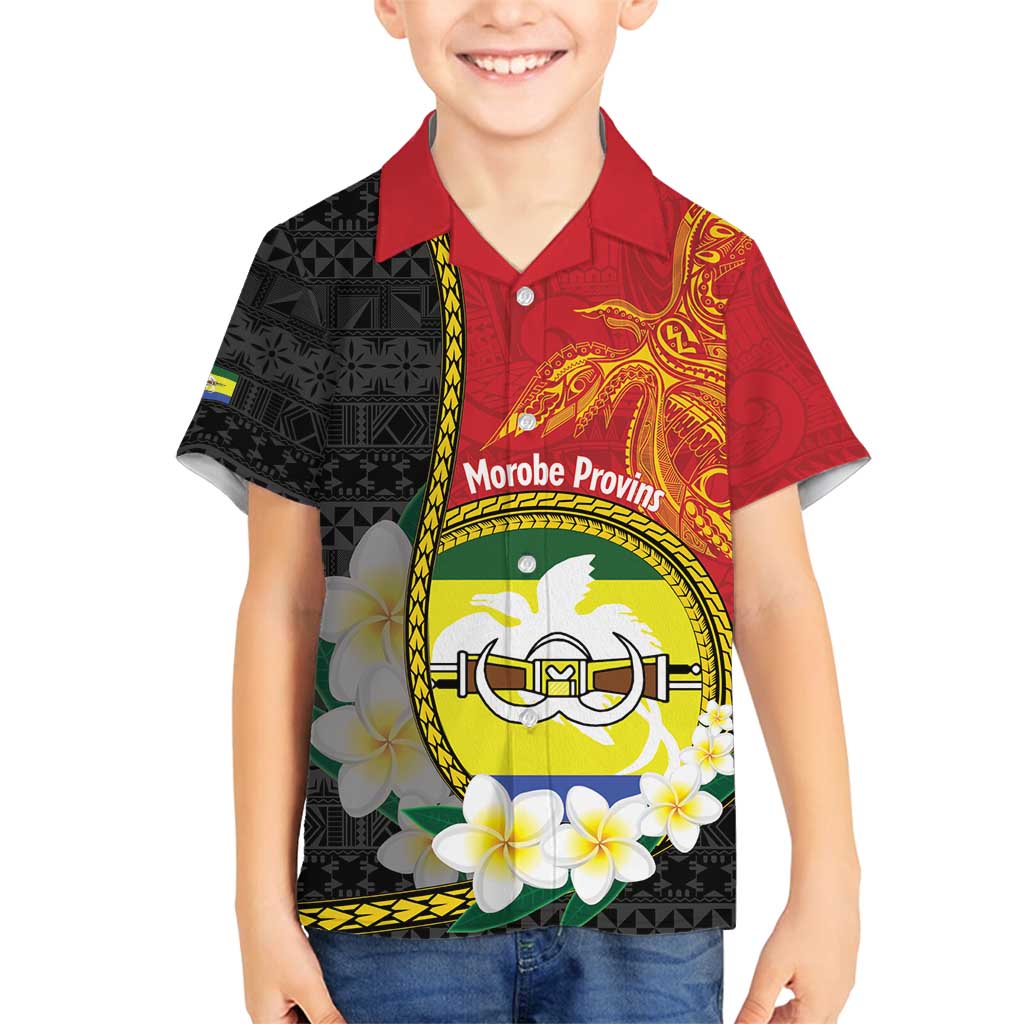 Personalised PNG Morobe Provins Family Matching Summer Maxi Dress and Hawaiian Shirt Papua New Guinea Plumeria Melanesian Pattern LT14 Son's Shirt Red - Polynesian Pride