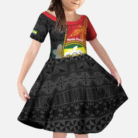 Personalised PNG Morobe Provins Family Matching Tank Maxi Dress and Hawaiian Shirt Papua New Guinea Plumeria Melanesian Pattern LT14 Daughter's Dress Red - Polynesian Pride
