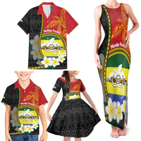 Personalised PNG Morobe Provins Family Matching Tank Maxi Dress and Hawaiian Shirt Papua New Guinea Plumeria Melanesian Pattern LT14 - Polynesian Pride