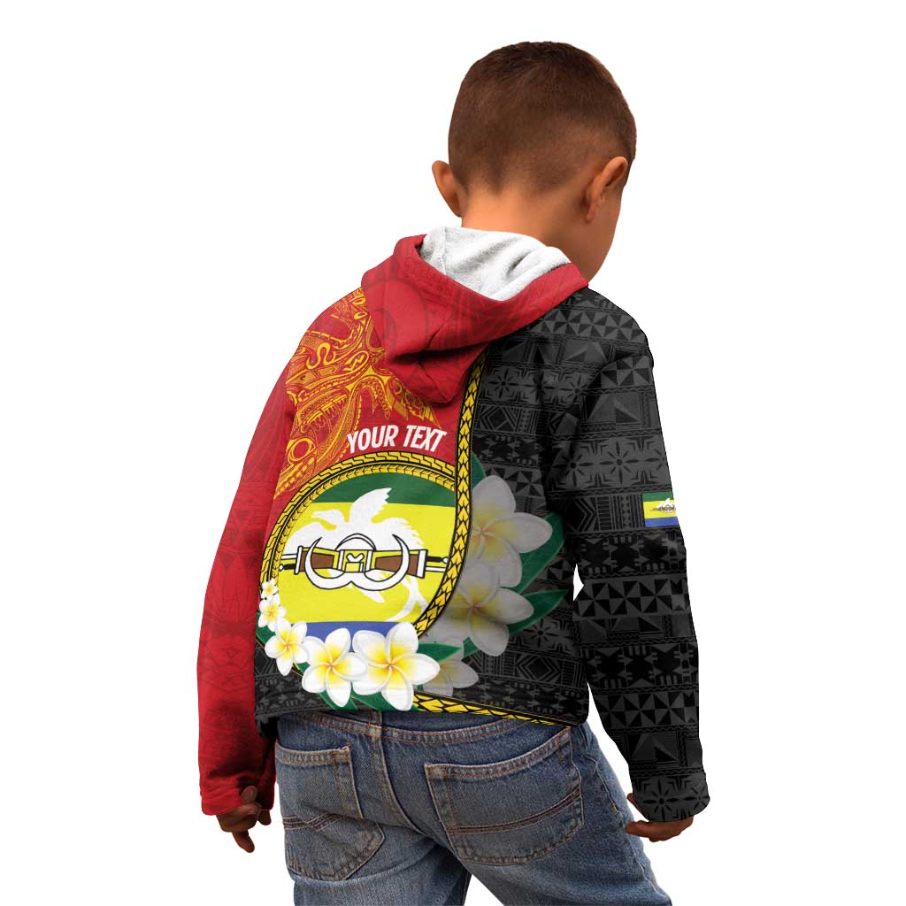 Personalised PNG Morobe Provins Kid Hoodie Papua New Guinea Plumeria Melanesian Pattern - Polynesian Pride