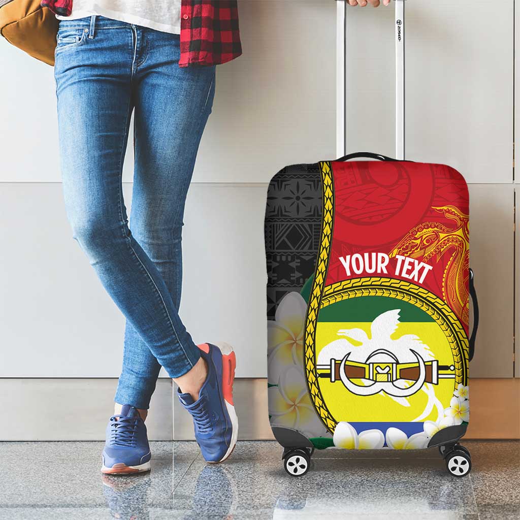 Personalised PNG Morobe Provins Luggage Cover Papua New Guinea Plumeria Melanesian Pattern - Polynesian Pride