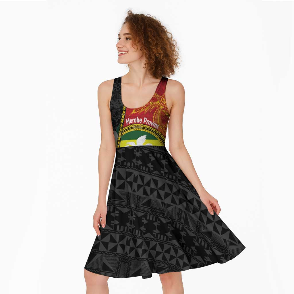 Personalised PNG Morobe Provins Midi Dress Papua New Guinea Plumeria Melanesian Pattern - Polynesian Pride