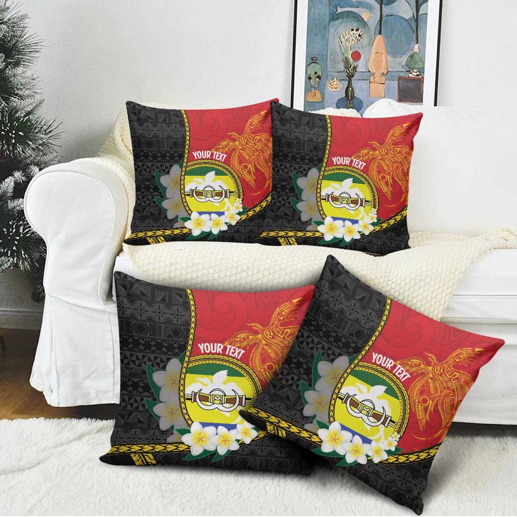 Personalised PNG Morobe Provins Pillow Cover Papua New Guinea Plumeria Melanesian Pattern - Polynesian Pride