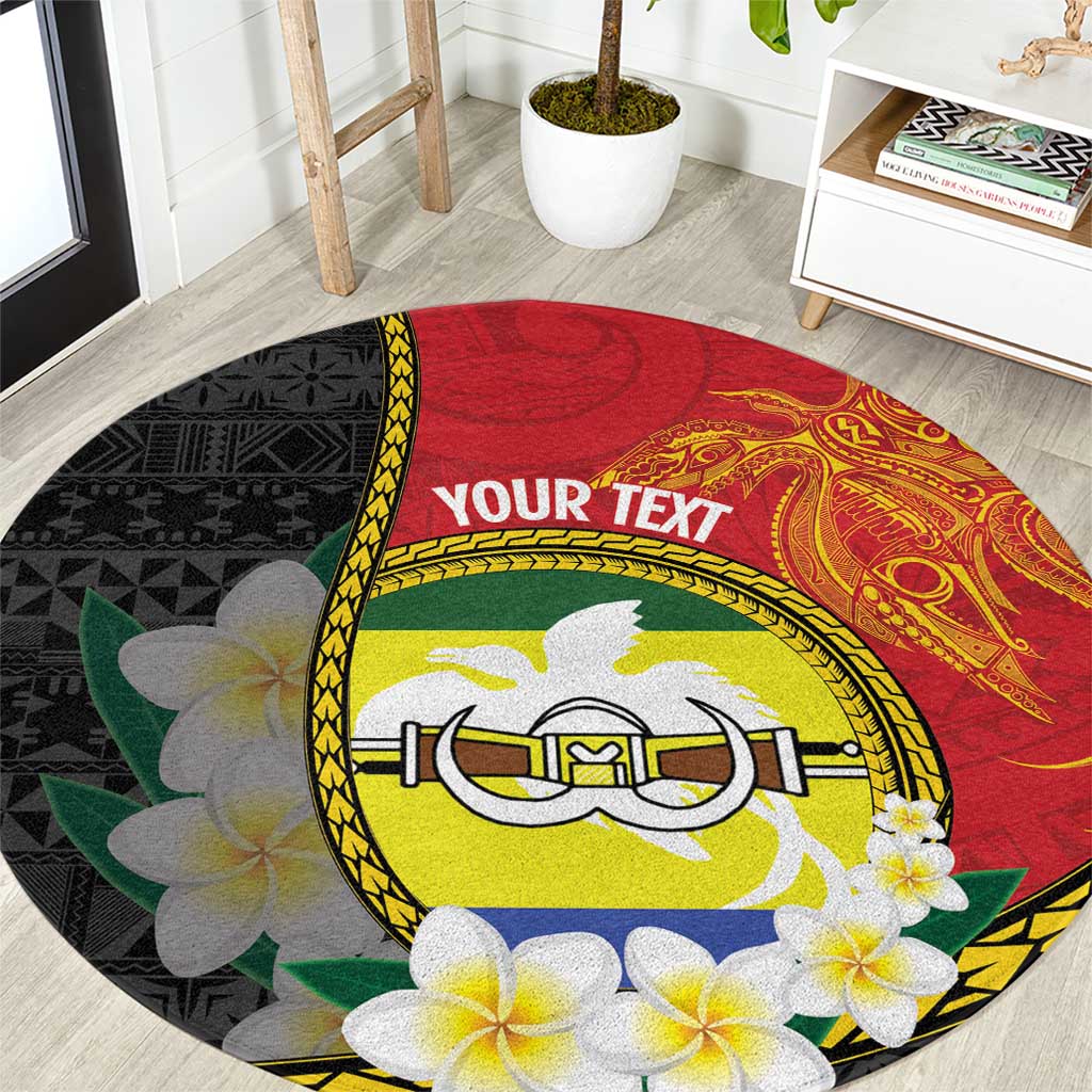 Personalised PNG Morobe Provins Round Carpet Papua New Guinea Plumeria Melanesian Pattern LT14 Red - Polynesian Pride