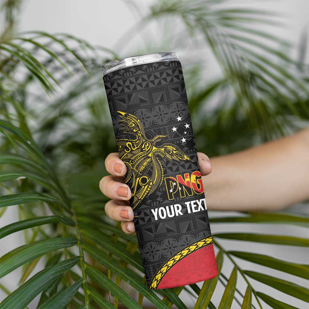 Personalised PNG Morobe Provins Skinny Tumbler Papua New Guinea Plumeria Melanesian Pattern LT14 - Polynesian Pride