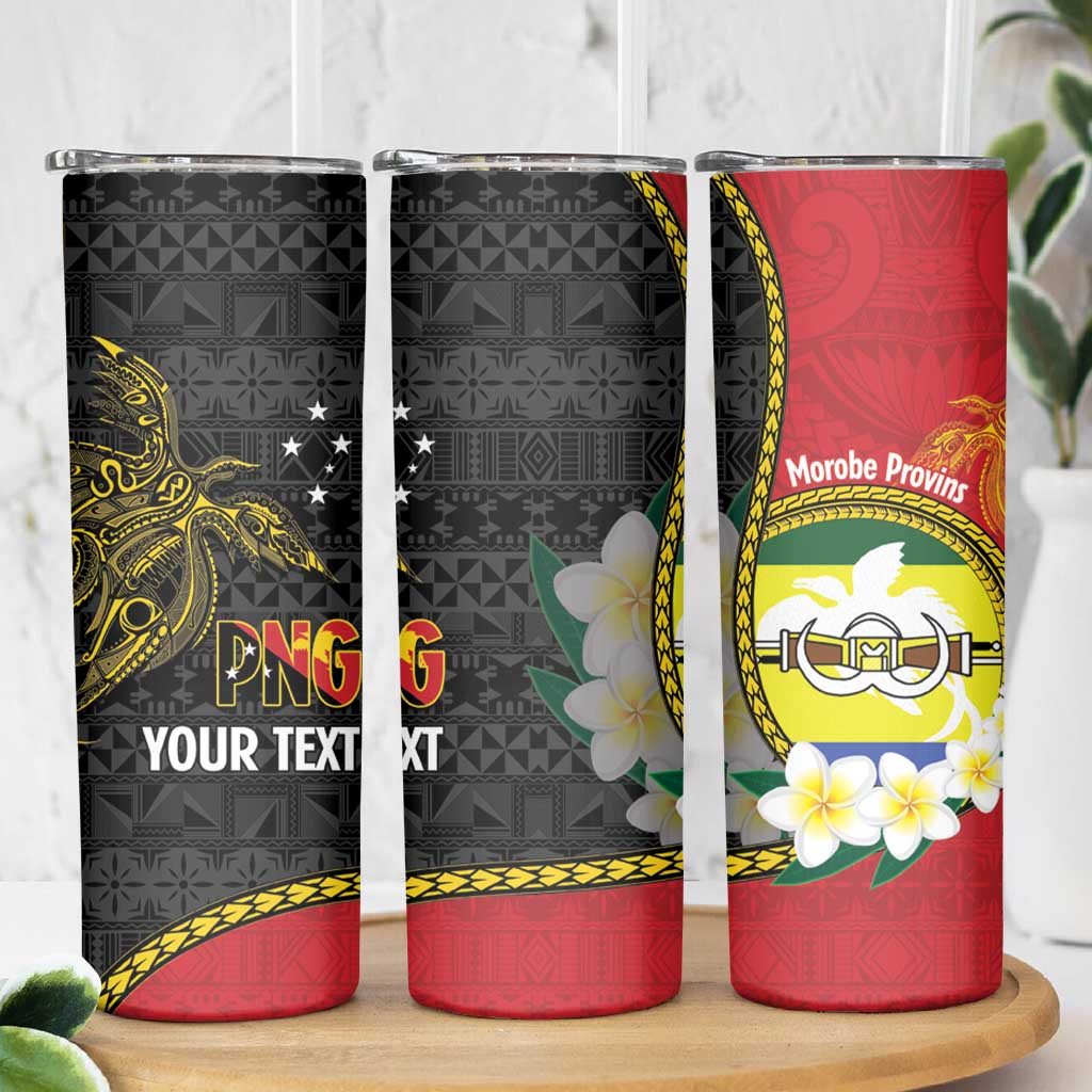 Personalised PNG Morobe Provins Skinny Tumbler Papua New Guinea Plumeria Melanesian Pattern LT14 - Polynesian Pride