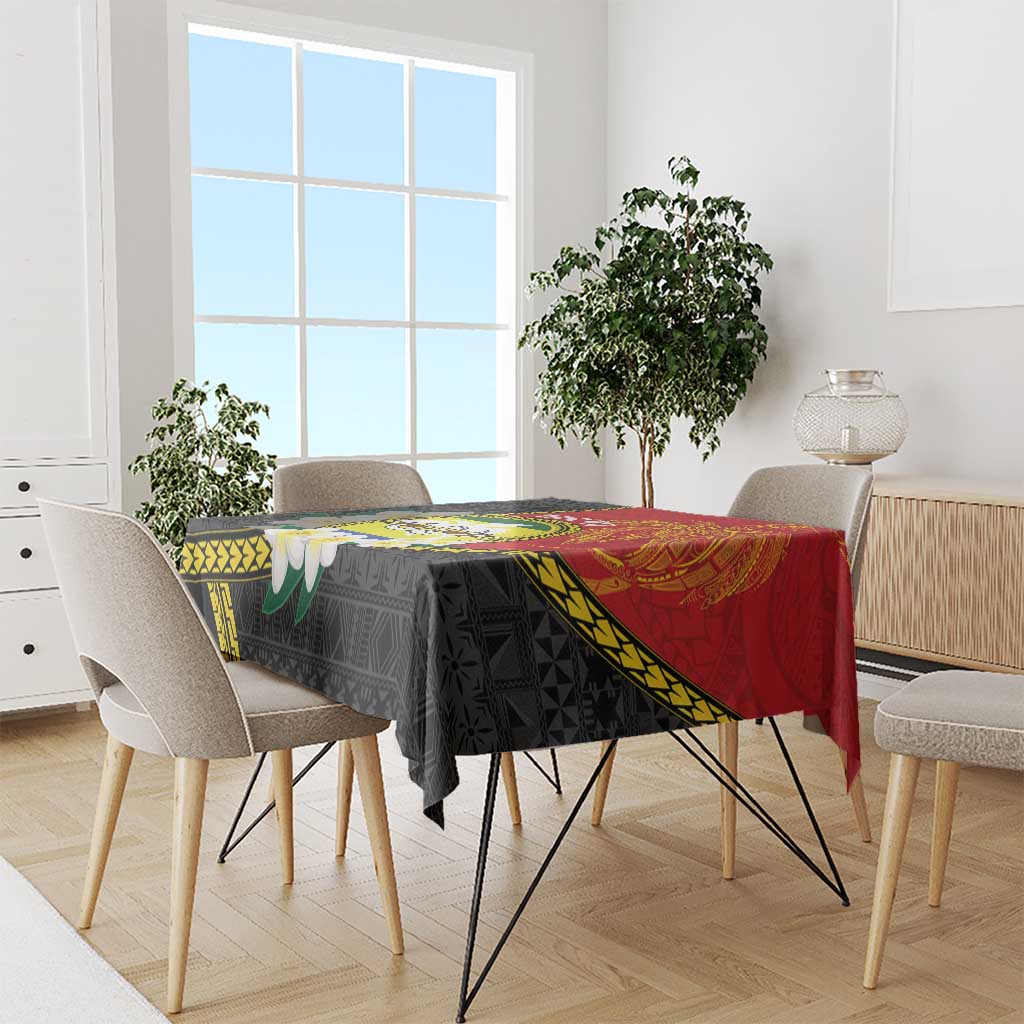 Personalised PNG Morobe Provins Tablecloth Papua New Guinea Plumeria Melanesian Pattern - Polynesian Pride