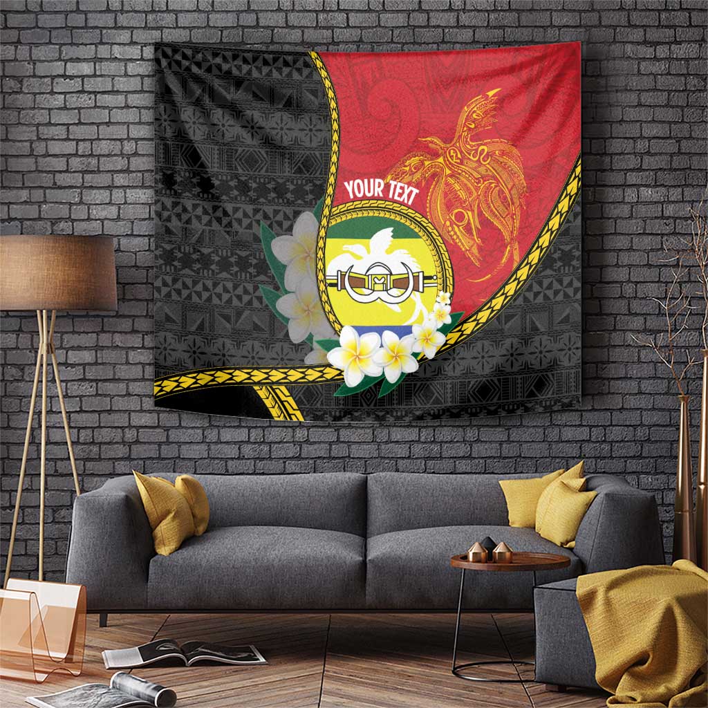 Personalised PNG Morobe Provins Tapestry Papua New Guinea Plumeria Melanesian Pattern LT14 Red - Polynesian Pride