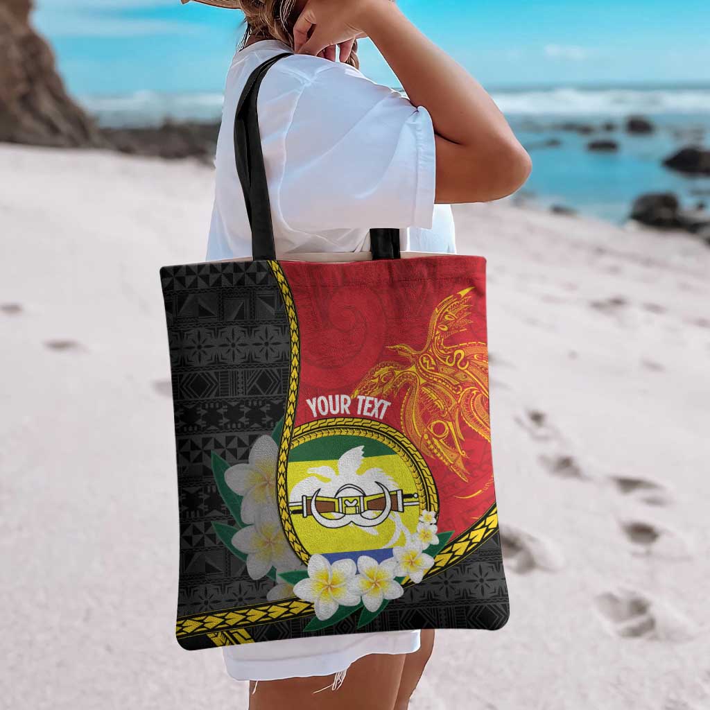 Personalised PNG Morobe Provins Tote Bag Papua New Guinea Plumeria Melanesian Pattern - Polynesian Pride