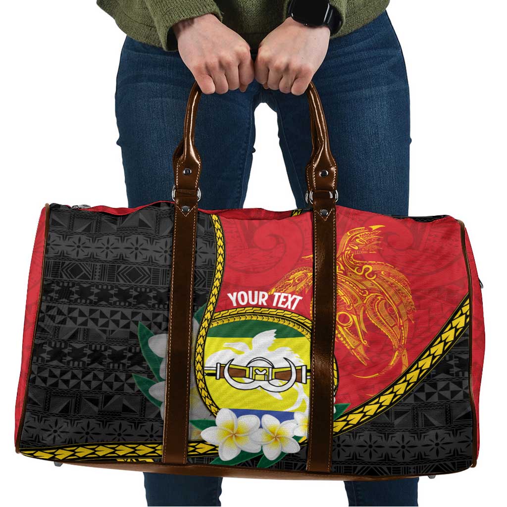 Personalised PNG Morobe Provins Travel Bag Papua New Guinea Plumeria Melanesian Pattern - Polynesian Pride