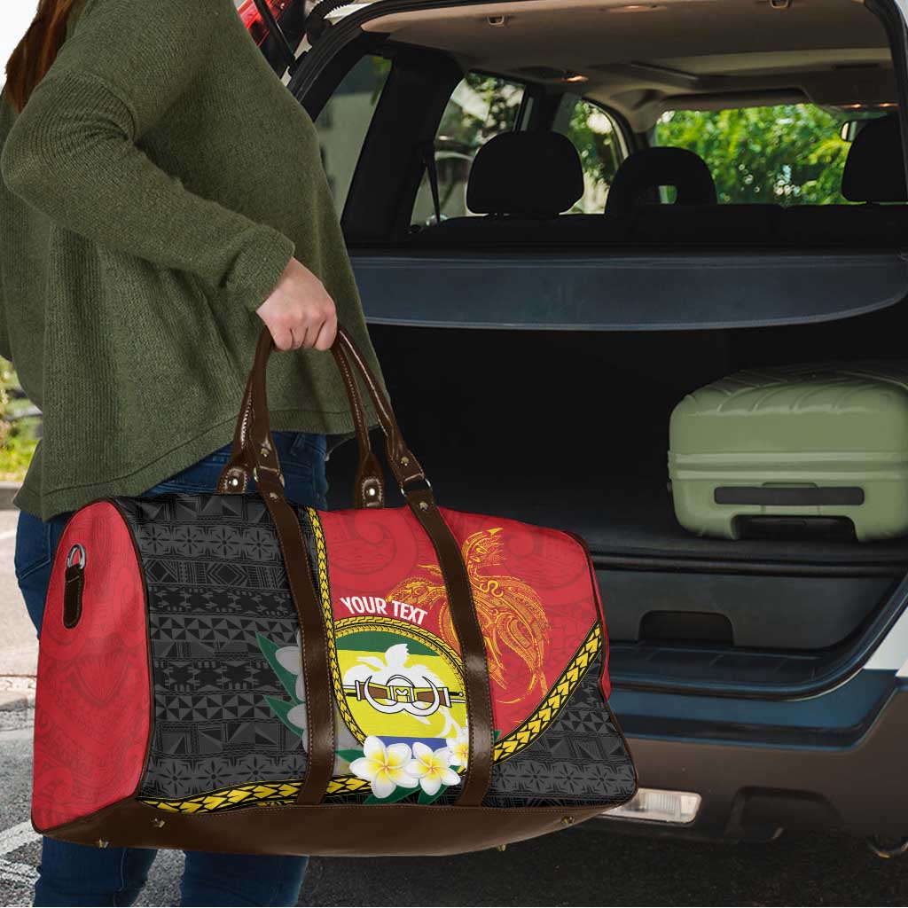 Personalised PNG Morobe Provins Travel Bag Papua New Guinea Plumeria Melanesian Pattern - Polynesian Pride