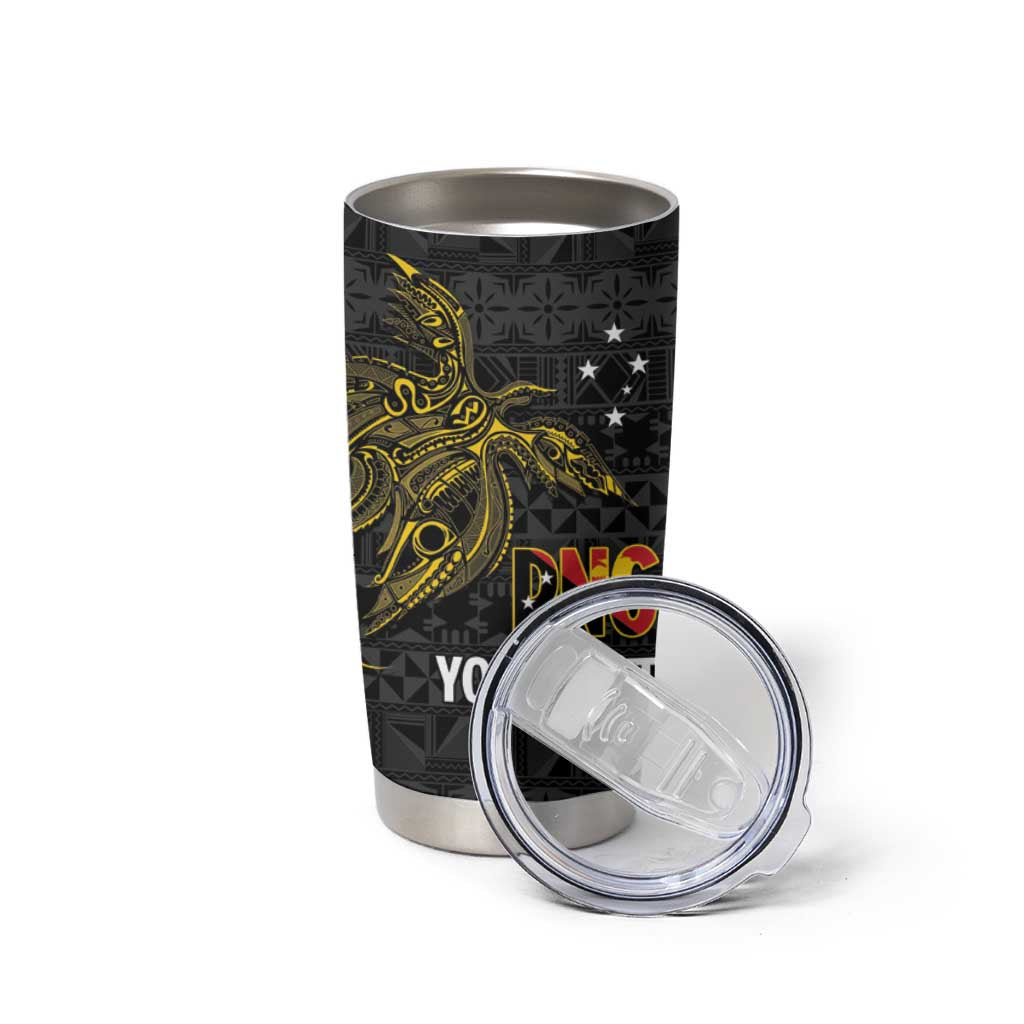 Personalised PNG Morobe Provins Tumbler Cup Papua New Guinea Plumeria Melanesian Pattern - Polynesian Pride