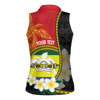 Personalised PNG Morobe Provins Women Sleeveless Polo Shirt Papua New Guinea Plumeria Melanesian Pattern LT14 - Polynesian Pride