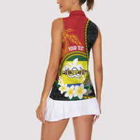 Personalised PNG Morobe Provins Women Sleeveless Polo Shirt Papua New Guinea Plumeria Melanesian Pattern LT14 - Polynesian Pride