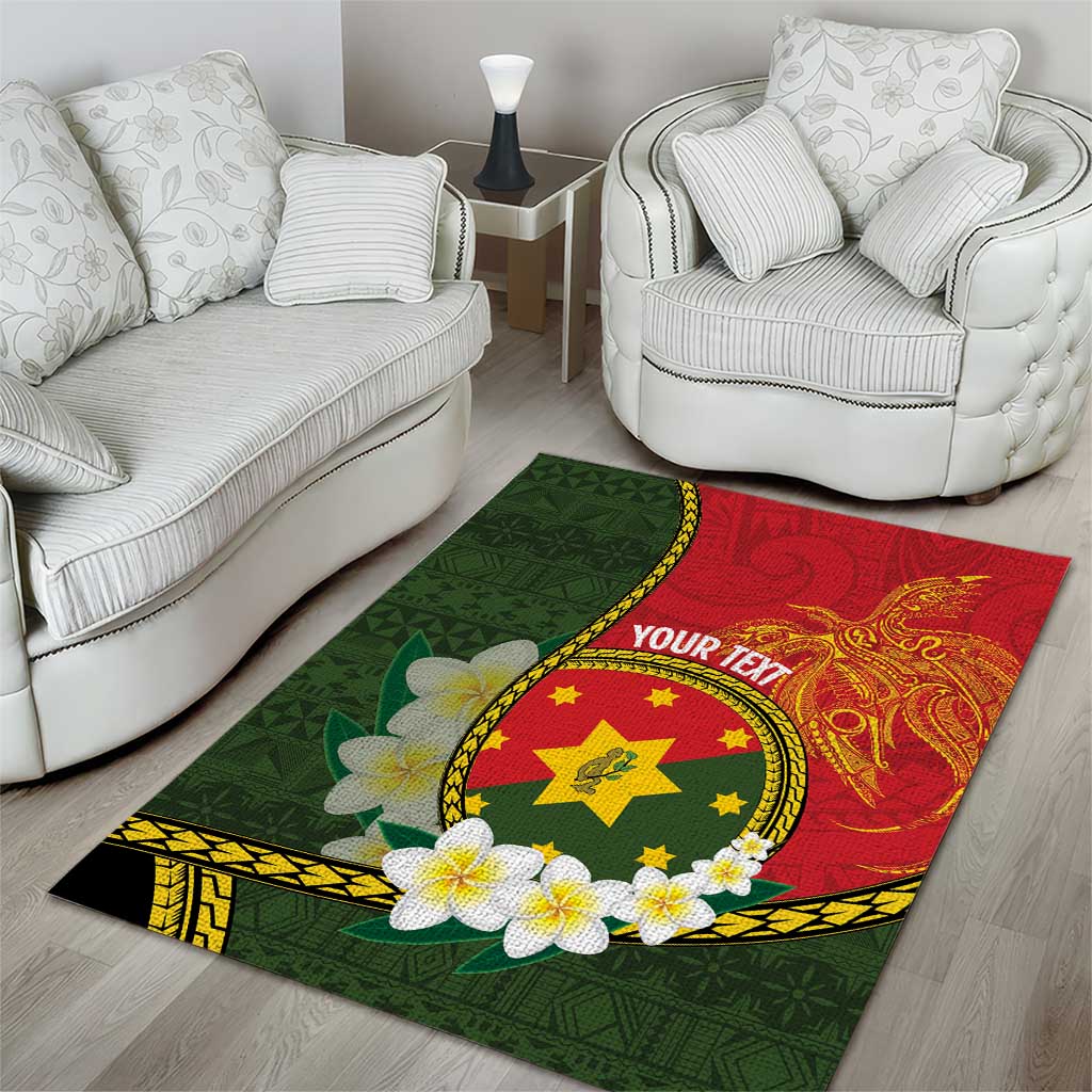 Personalised PNG Isten Hailans Provins Area Rug Papua New Guinea Plumeria Melanesian Pattern - Polynesian Pride