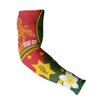 Personalised PNG Isten Hailans Provins Arm Sleeves Papua New Guinea Plumeria Melanesian Pattern LT14 - Polynesian Pride