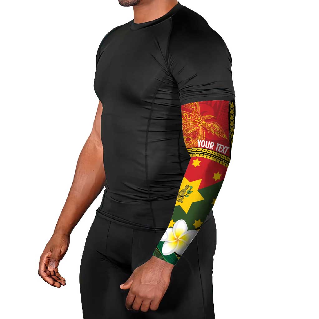 Personalised PNG Isten Hailans Provins Arm Sleeves Papua New Guinea Plumeria Melanesian Pattern LT14 - Polynesian Pride