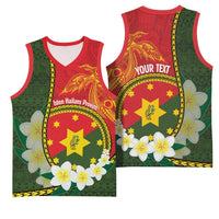 Personalised PNG Isten Hailans Provins Basketball Jersey Papua New Guinea Plumeria Melanesian Pattern - Polynesian Pride